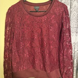 Worthington Burgundy Lace Blouse